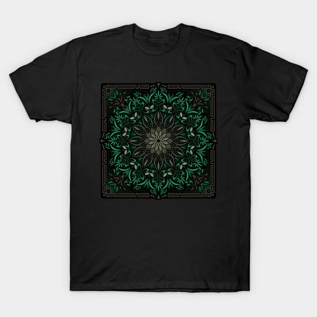 Psychedelic Mandala Geometric Color Illustration T-Shirt by hobrath